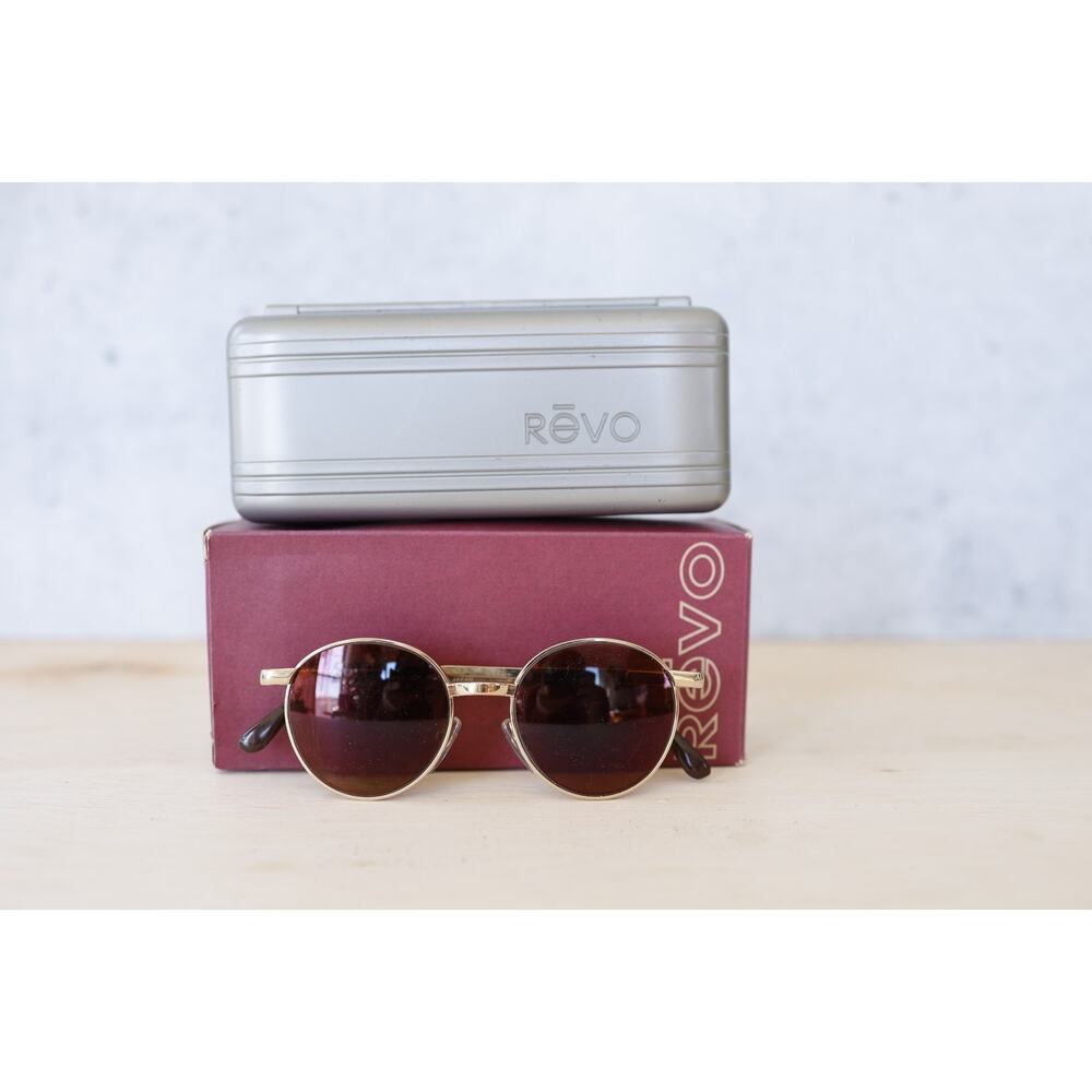 Vintage REVO Sunglasses 1980s Japan With Case Paperwork Goldtone Outdoor
